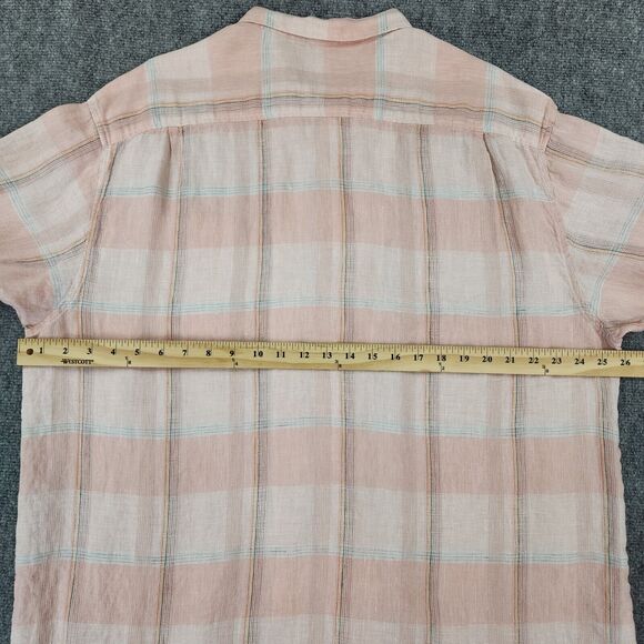 Tommy Bahama Shirt Mens XL Plaid Linen Camp Loop Collar Coconut Buttons Sur Mer - Picture 4 of 16